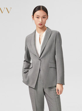 OVV春夏日本进口面料羊毛格纹修身通勤套装西服外套GTXEJ12012A