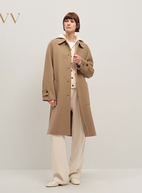 OVV2025秋冬新款经典优雅翻领双面呢休闲羊毛大衣GWDAJ45110A