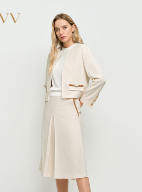 OVV春夏热卖女装进口三醋酸圆领直筒夹克GTABJ15004A