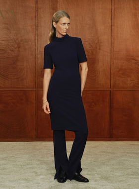 【进口三醋酸】OVV秋冬女装高领短袖修身连衣裙GQLBJ34102A