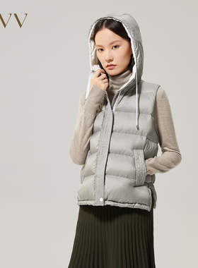 OVV秋冬连帽防风立领90鹅绒羽绒背心GWRBJ42101A