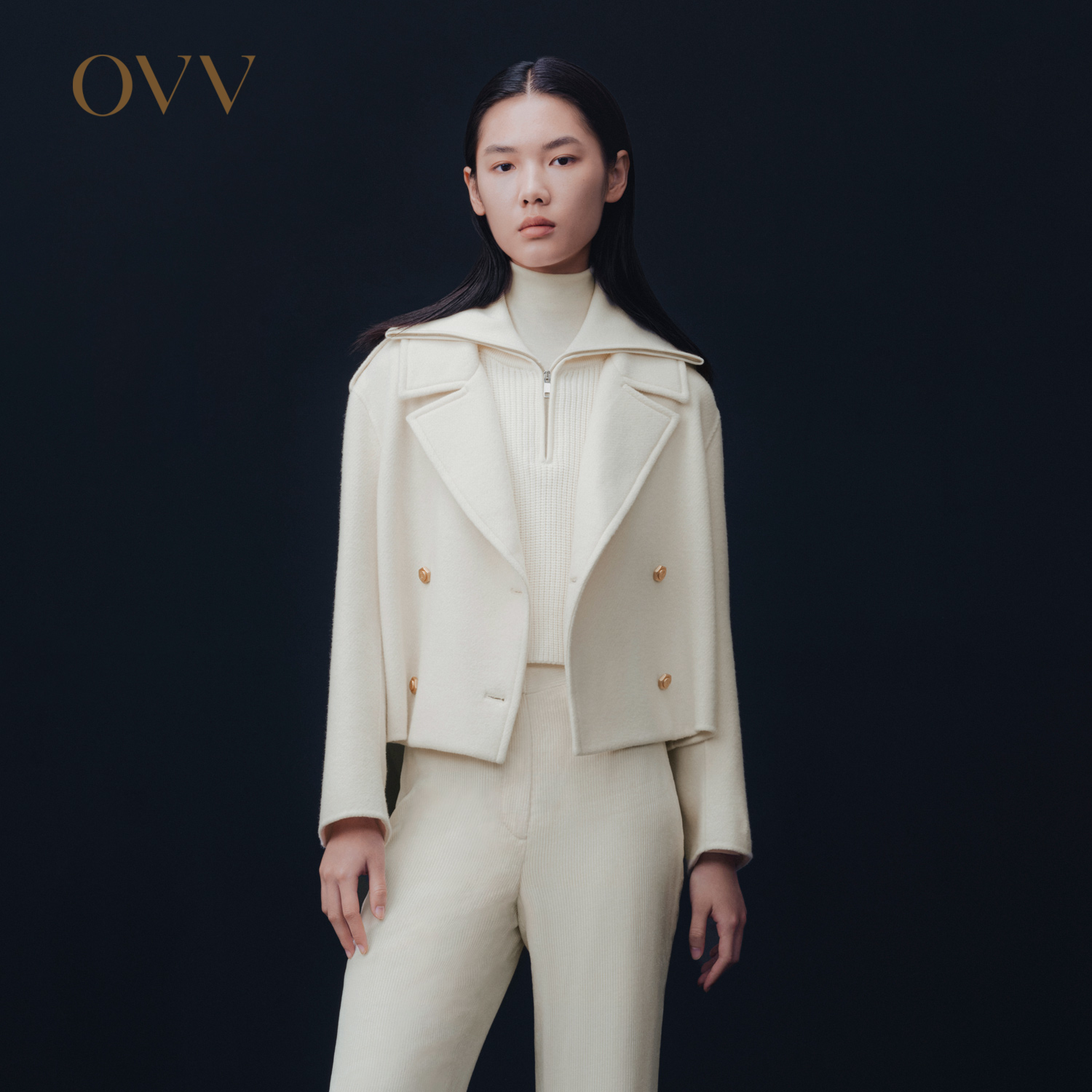 OVV工装风丝羊毛短款大衣女