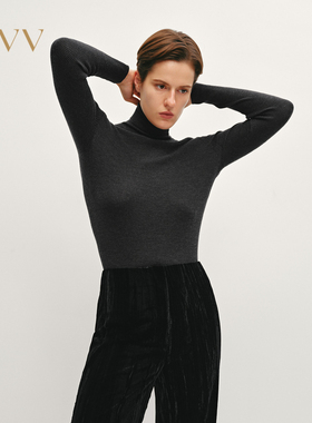 【黄金羊毛】OVV秋冬女装可机洗修身高领针织衫GNZAJ34102A