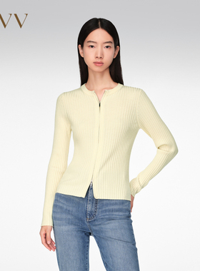 【可机洗黄金羊毛】OVV春夏新款圆领拉链针织外套GWZAJ14003A
