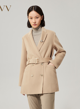 OVV秋冬女装随附腰带精致短款羊毛大衣GWDAJ42117A