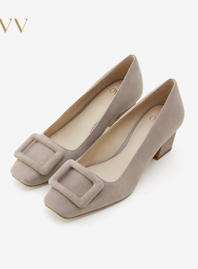 OVV秋冬新款经典优雅舒适温暖绒面革中跟鞋GSXPJ33102A