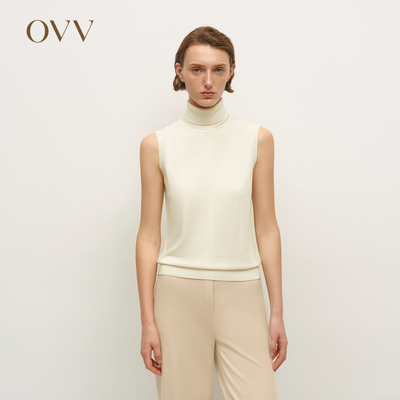 【黄金羊毛】OVV秋冬女装基础简约高领无袖针织背心GNZGJ34101A