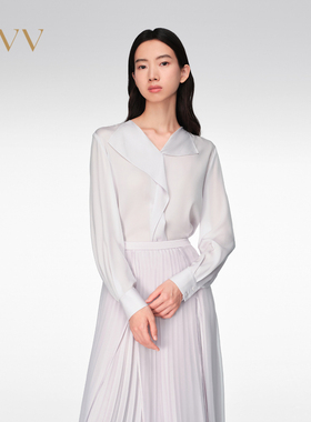 OVV春夏女装20MM弹力双乔浅V领休闲衬衫上衣GNSAJ14003A