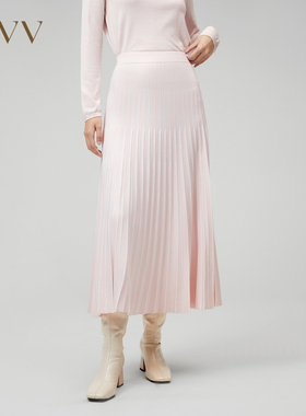【黄金羊毛】OVV秋冬女装精致优雅百褶针织A字半身裙GQAZJ33108A