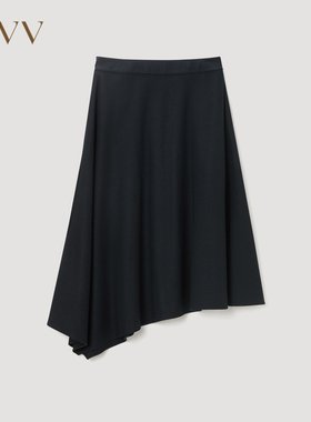 OVV秋冬女装不对称下摆可机洗针织羊毛A字中长款半裙GQDDJ33102A