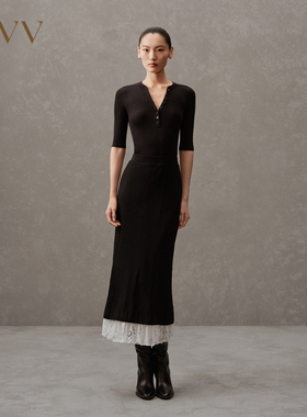 OVV春夏新款女装优雅修身双层鱼尾设计A字半身裙GQAZJ14006A