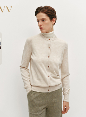 OVV秋冬多色简约宽松圆领长袖针织开衫GWZAW34002A