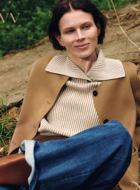 OVV2025秋冬新款直筒圆领双面呢两穿夹克休闲外套GWJFJ35104A