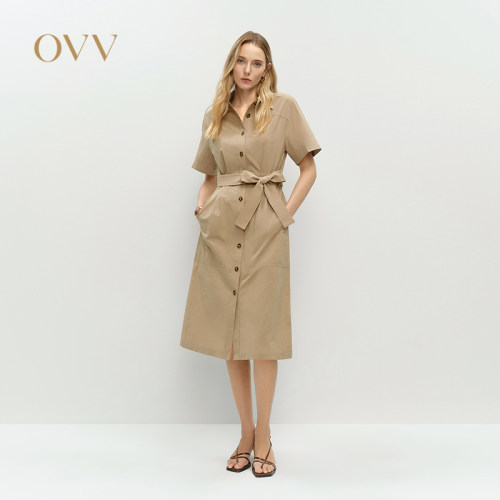 【SOLOTEX系列】OVV春夏热卖女短袖衬衫式连衣裙GQLBJ25004A