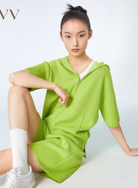 【高级运动系列】OVV春夏女装短袖连帽针织开衫外套GWZAJ13002A