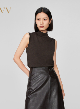 【可机洗黄金羊毛】OVV秋冬女装经典半高领针织背心GNZGJ33102A