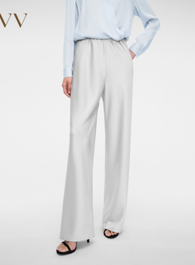 OVV春夏女装弹力微皱肌理珠光面料松紧腰休闲裤GKCAJ14015A