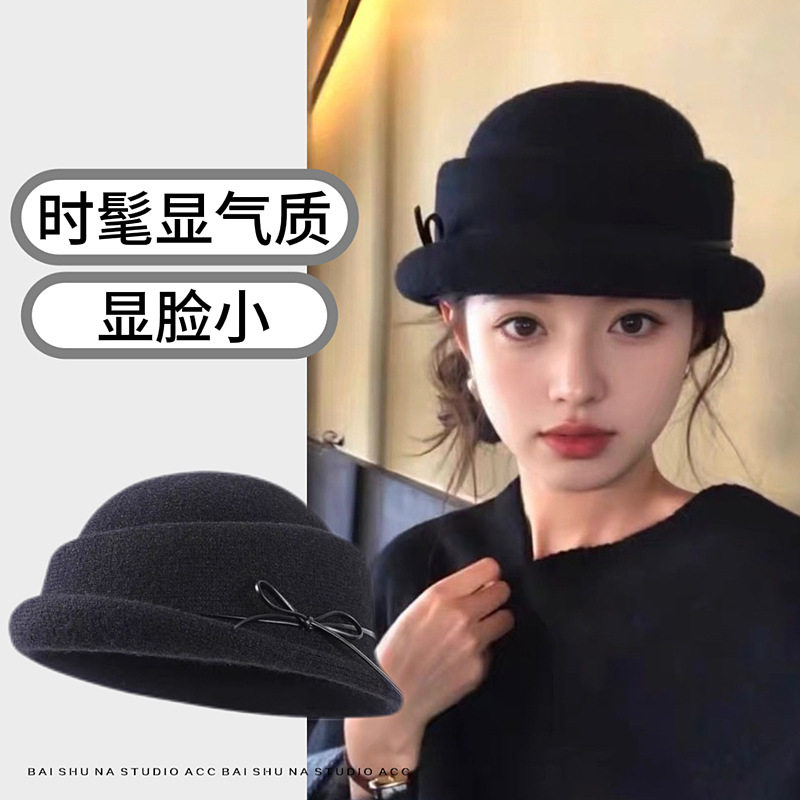 2026法式赫本风黑色贝雷帽女礼帽