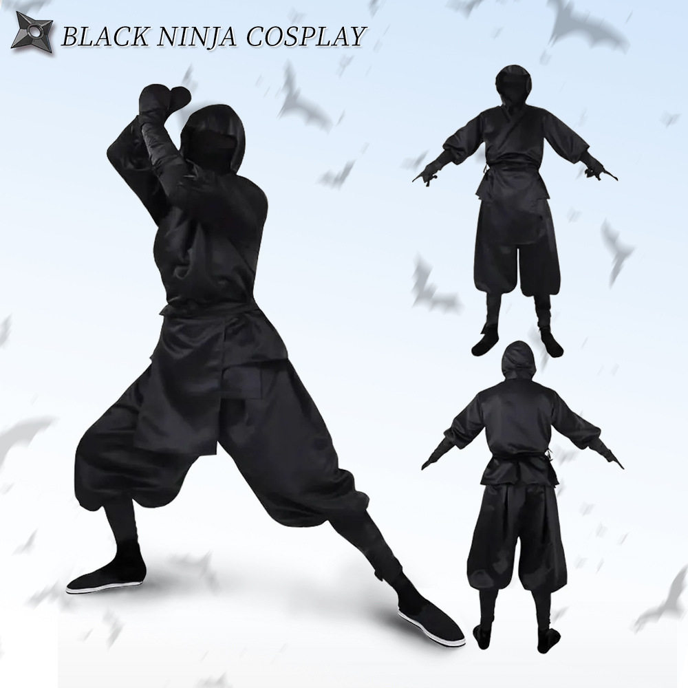现货外贸日本武士服黑忍者日本武士角色扮演cosplay万圣节演出服