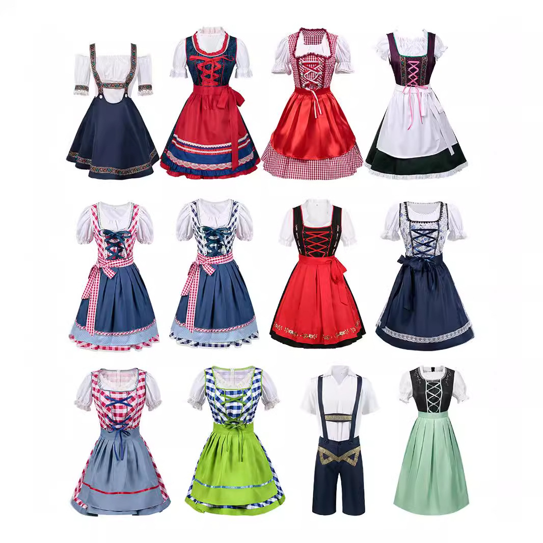 万圣节狂欢装德国啤酒节服装分码吊带裤套装巴伐利亚女款舞台表演