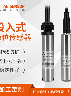 工厂定制AE-L投入式液位变送器4-20mA静压式不锈钢水箱液位探头