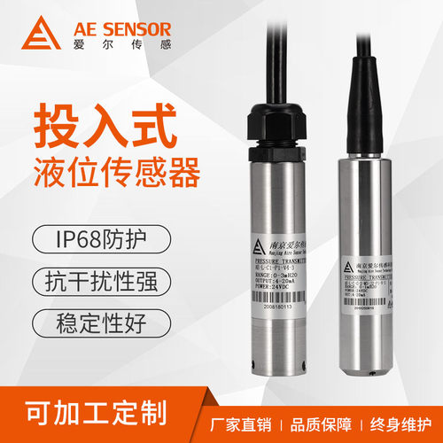 工厂定制AE-L投入式液位变送器4-20mA静压式不锈钢水箱液位探头