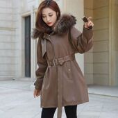 韩版 2023新款 派克服替换外壳中长款 宽松皮草外皮单卖通用外套女冬