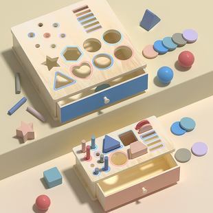 蒙氏分类杯宝宝儿童认识颜色形状认知教具早教益智玩具1一2岁