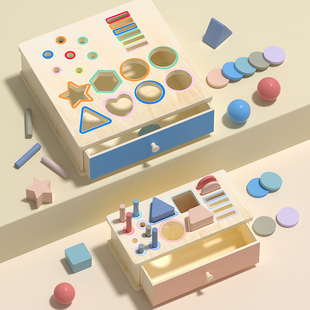 蒙氏分类早教投币盒宝宝颜色认知形状配对盒教具儿童1岁益智2玩具