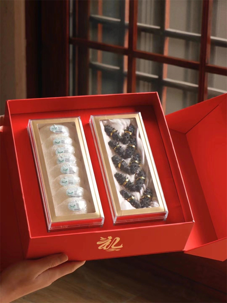 双开礼燕窝虫草双拼组合包装盒陈皮羊肚菌海味干货双宝空礼盒