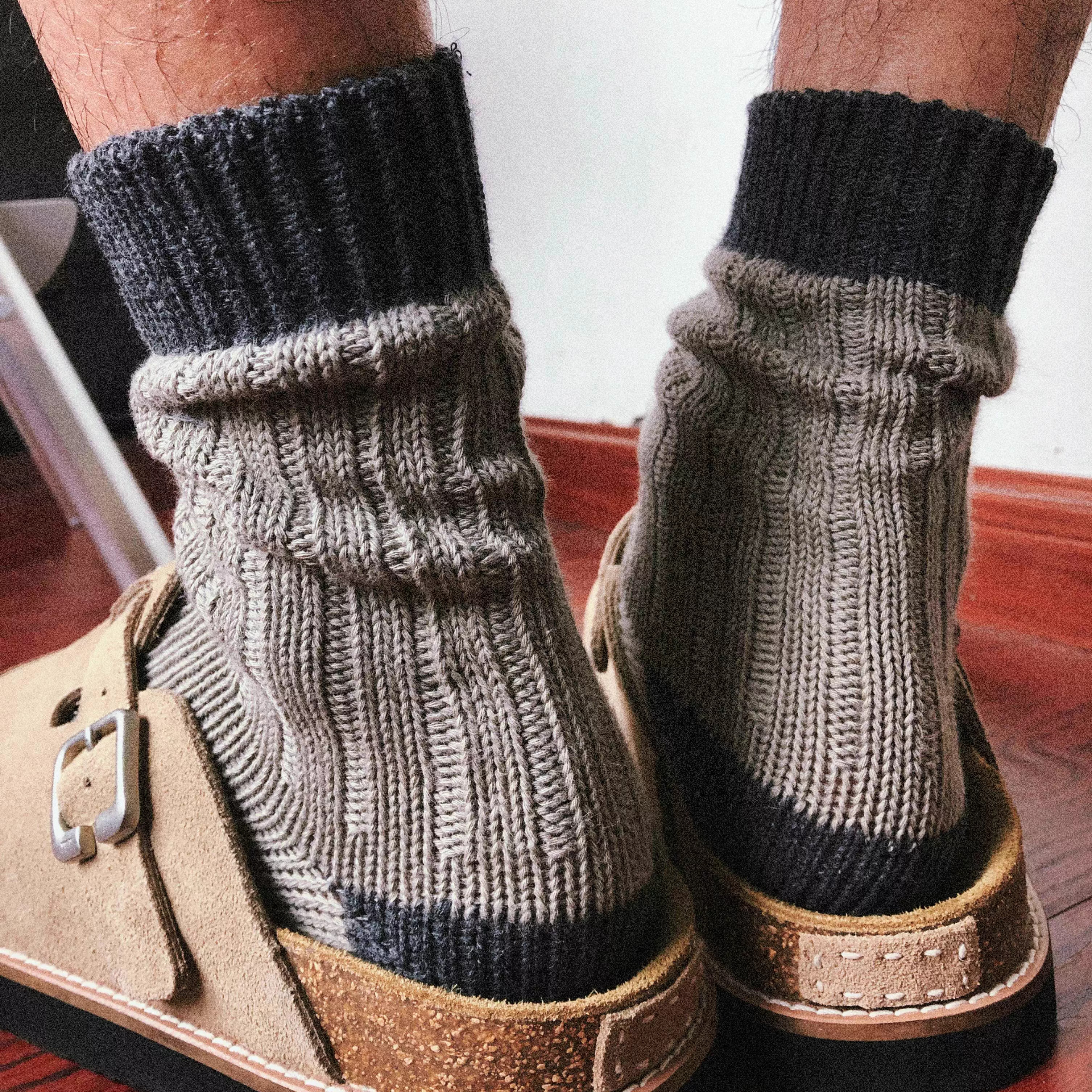 TREETALLIFE【1双装】拼色粗针袜