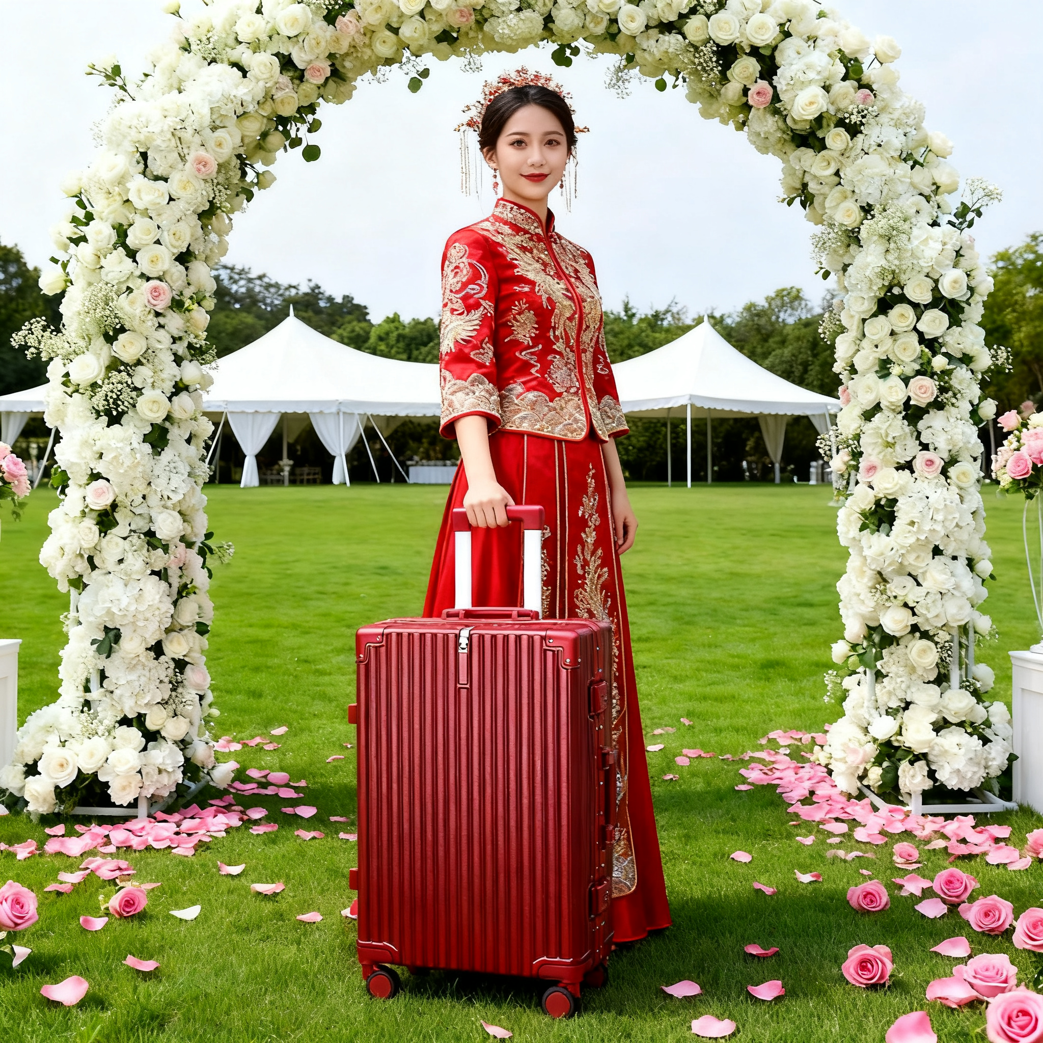 红色行李箱结婚陪嫁拉杆箱