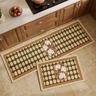 美式 复古厨房地垫吸水吸油防滑脚垫入户门地垫耐脏免洗卫生间地毯