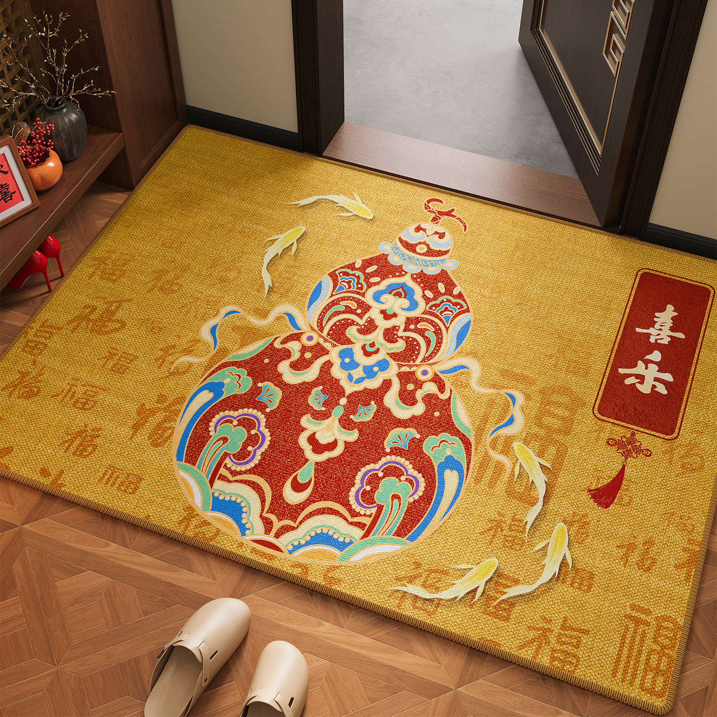 黄色地垫入户门垫2026新款门口进门脚垫新年玄关耐脏高档金色地毯,居家布艺,入户地垫,淘宝优惠券,粉丝福利购,淘宝优惠卷