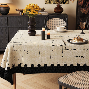 法式桌布2026新款轻奢高级感餐桌桌垫防油防水桌面垫棉麻布艺台布