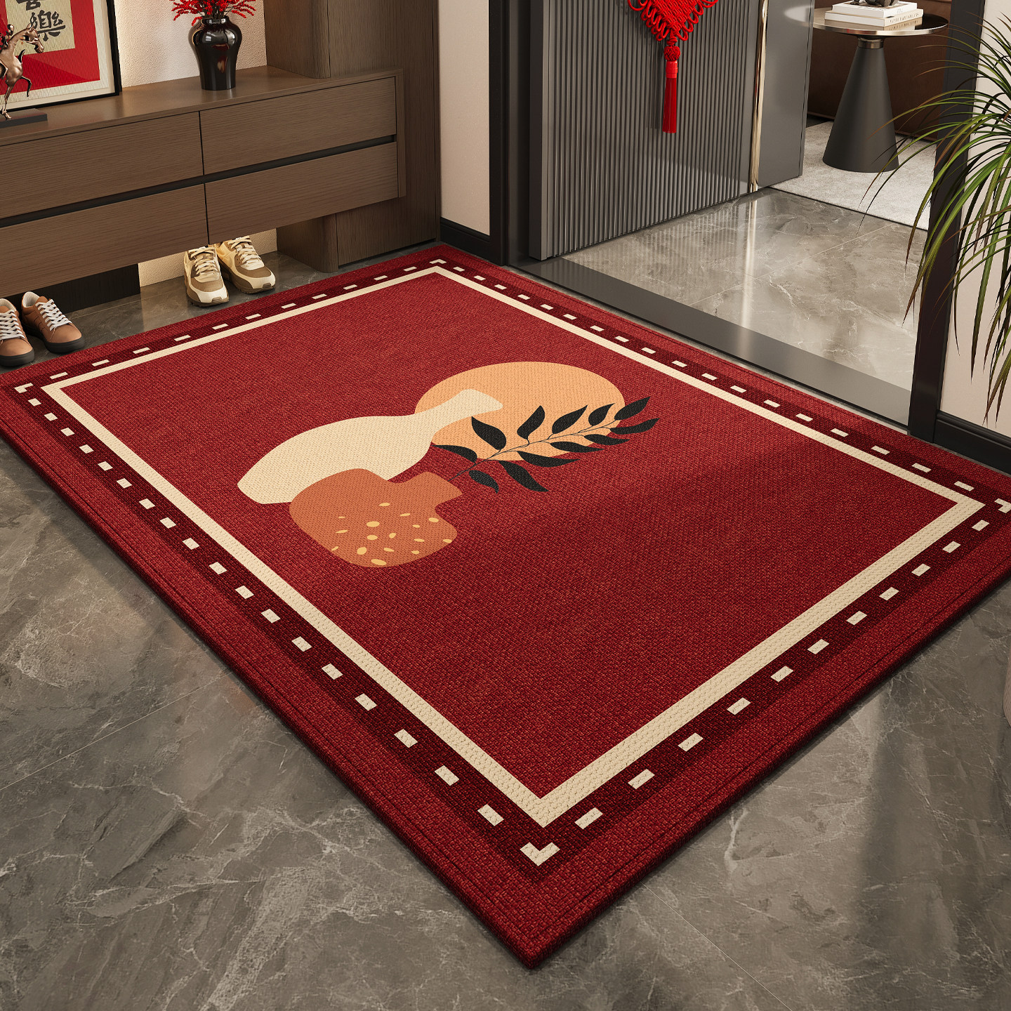 2026新年入户门地垫红色进门防滑脚垫马年玄关入门地毯高级感门垫,居家布艺,入户地垫,淘宝优惠券,粉丝福利购,淘宝优惠卷
