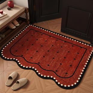 入户门地垫红色喜庆门口进门脚垫门内高级玄关地毯新年入户门垫