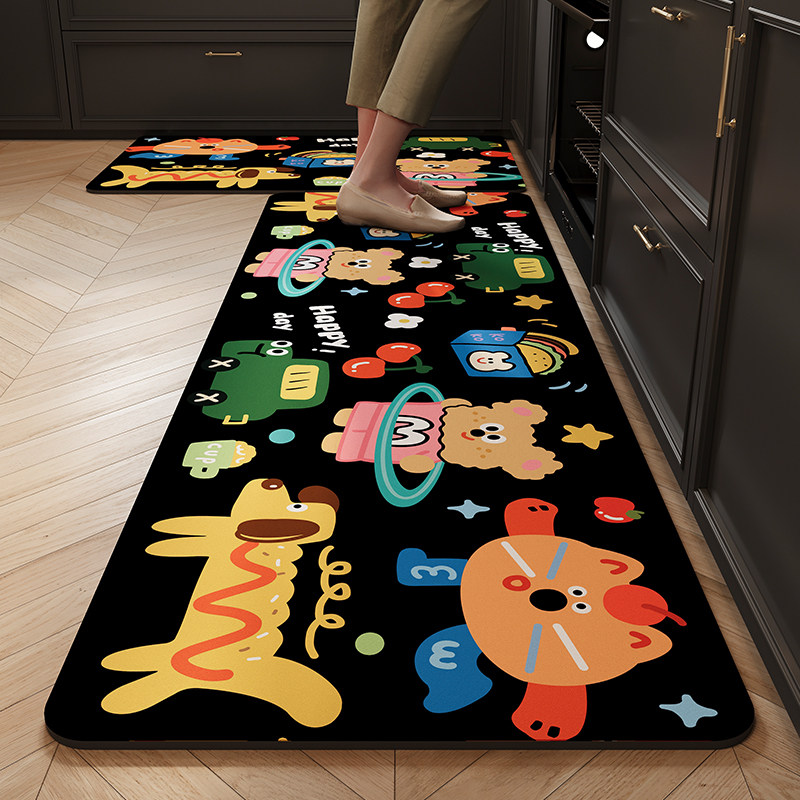 卡通厨房防油防水地垫2025新款硅藻泥防滑脚垫耐脏l型地毯吸水垫,居家布艺,厨房地垫,淘宝优惠券,粉丝福利购,淘宝优惠卷