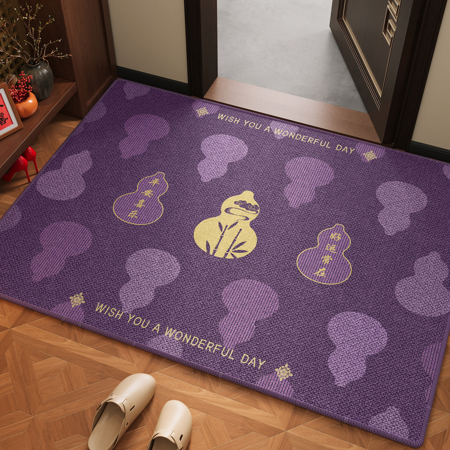 紫色地垫入户门垫家用门口进门脚垫新款高级室外门厅耐脏免洗地毯,居家布艺,入户地垫,淘宝优惠券,粉丝福利购,淘宝优惠卷