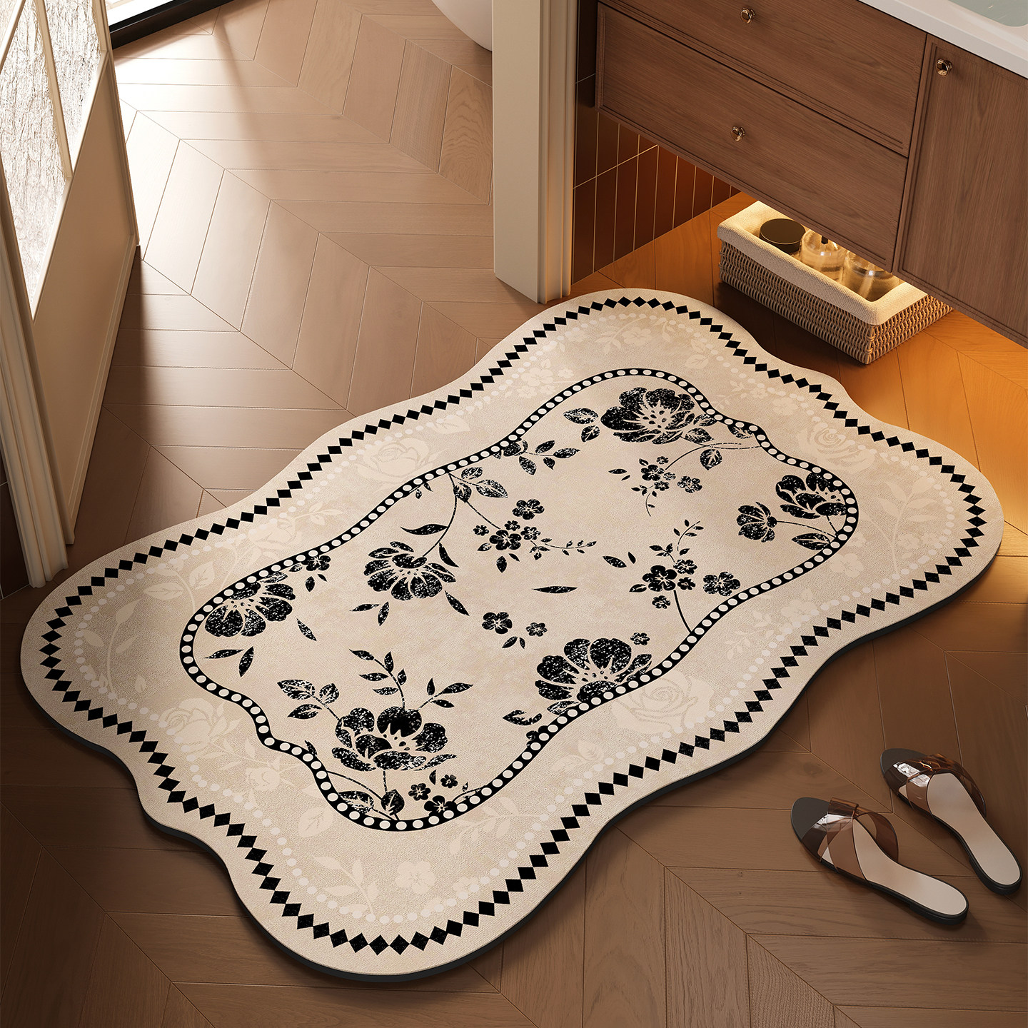 法式复古浴室地垫卫生间吸水防滑脚垫洗手间厕所门口软硅藻泥地毯,居家布艺,家用脚垫,淘宝优惠券,粉丝福利购,淘宝优惠卷