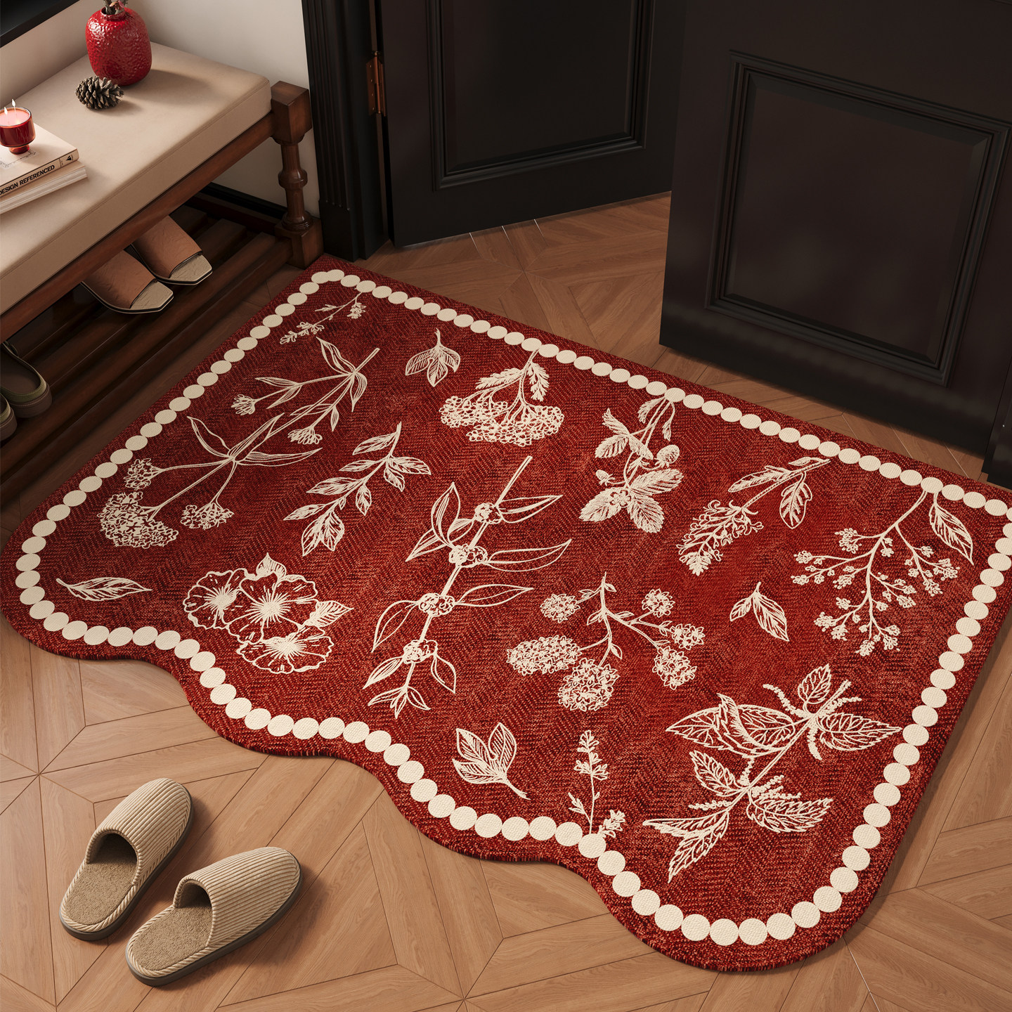 新中式入户地垫2026新年门口进门脚垫马年玄关红色地毯复古入门垫,居家布艺,入户地垫,淘宝优惠券,粉丝福利购,淘宝优惠卷