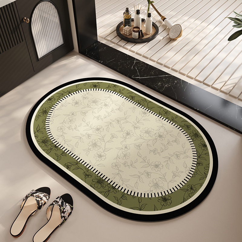浴室里的花卉艺术，吸水防滑地垫