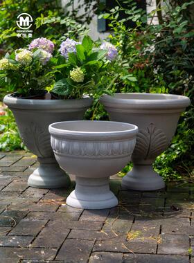 豪华女王杯中一美斯堪的纳维亚绣球花盆树脂覆古浮雕风格别墅绿色