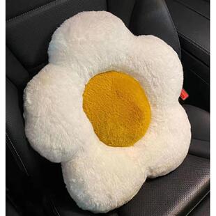 毛绒ins网红可爱车内女生毛绒屁股垫 荷包蛋汽车靠垫坐垫单面冬季