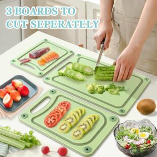 出口美国订单！三件套双面菜板防霉抗菌家用家用食品级pp水果砧板