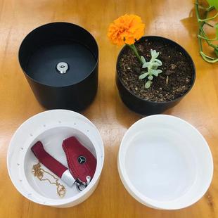 仿真花盆存钱罐金属储蓄罐藏私房钱藏钥匙创意带锁铁盒收纳保管箱
