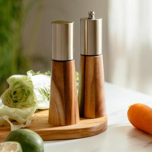 家用手动胡椒研磨器黑胡椒粒粉咖啡豆研磨器实木花椒海盐调味罐