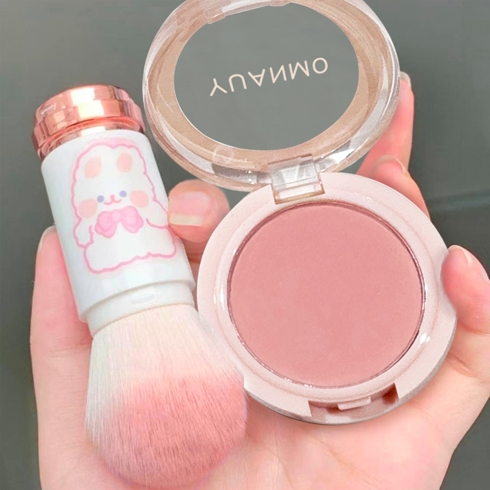 低饱和乌木玫瑰~hisyi单色腮红蜜桃粉珠光带闪哑光低饱和提亮腮紫