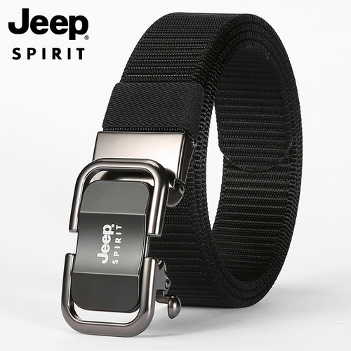 Jeep spirit吉普帆布皮带男士自动扣腰带中青年休闲裤简约潮流牛