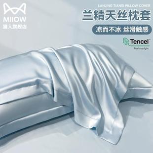 家用天丝枕头套纯色高级感凉感冰丝枕芯内胆套夏季 真丝枕套一对装